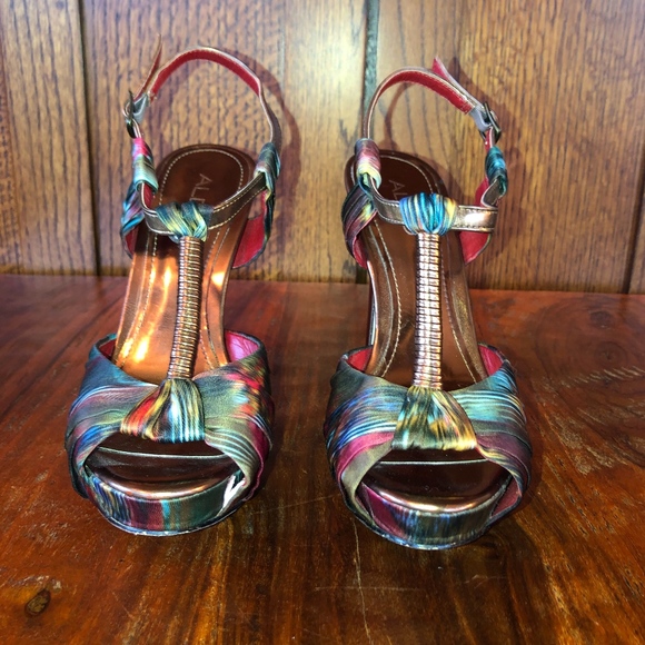 ALDO Tye-dyed Satin & Copper Mary Jane Stilettos - Picture 2 of 8